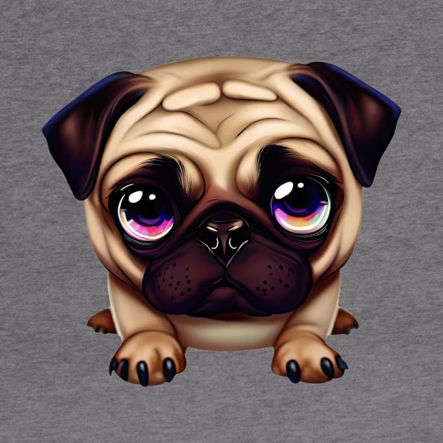 Small Version - Charming Pug Portrait by Art By Mojo